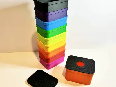 Stackable small parts storage boxes with lids (no supports)
