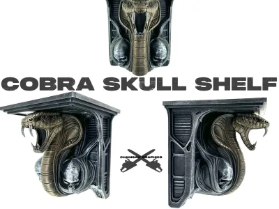 The Cobra Skull Shelf - Wall hanging corbel design.