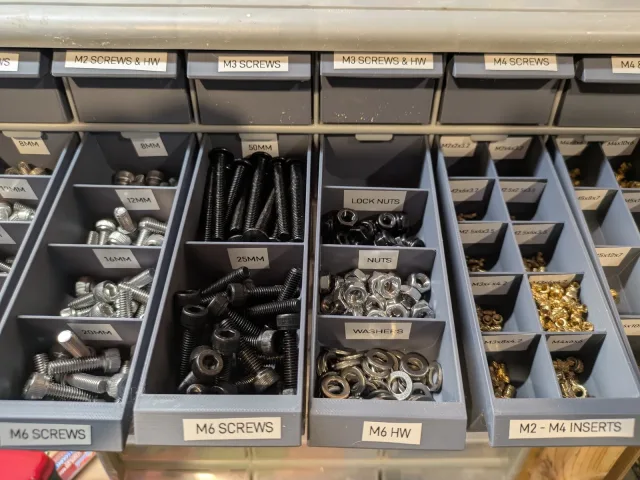 Permanent-divider small part organizer drawers (Akro-Mils style) – Modello 3D gratuito STL