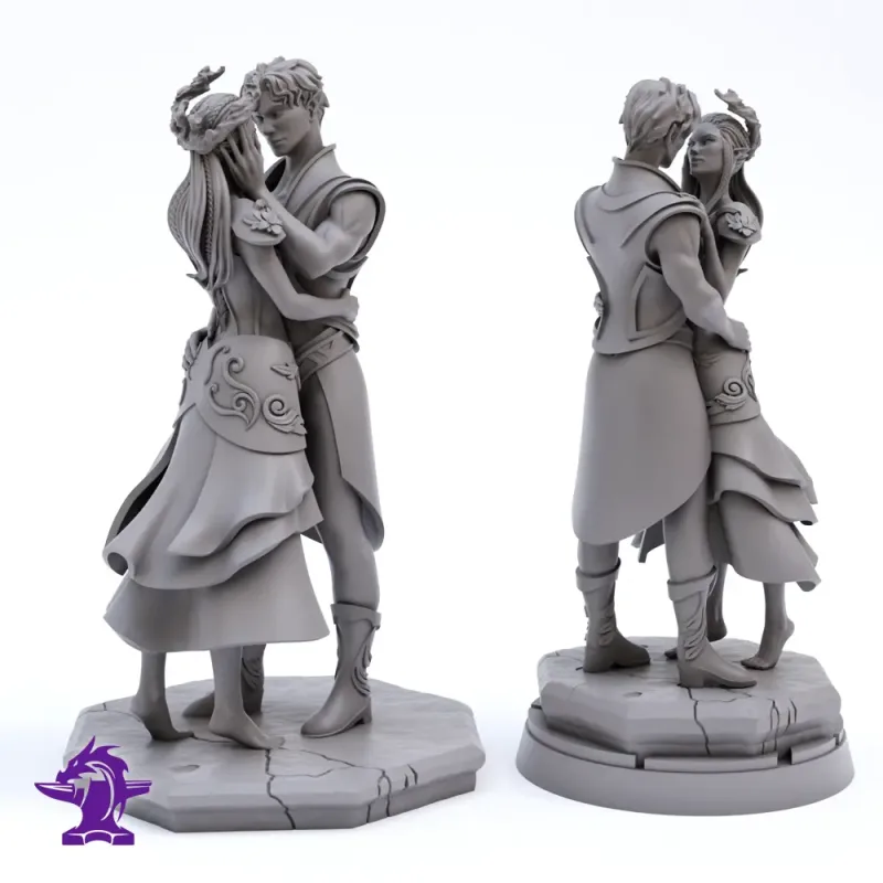 Characters &amp; Creatures STL Download - The Baron &amp; Baroness | Loving Couple Elven Noble Embraceby Forge of Many Things – Modelo 3D imprimible de Creality Cloud